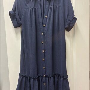 SHEIN Navy Button-Down Dress